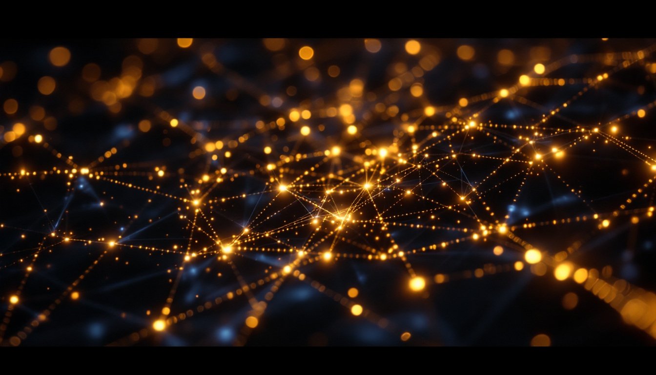 Abstract AI data network visual for GEO for credit unions